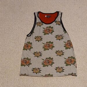 Mens Floral Gray Tank Top L